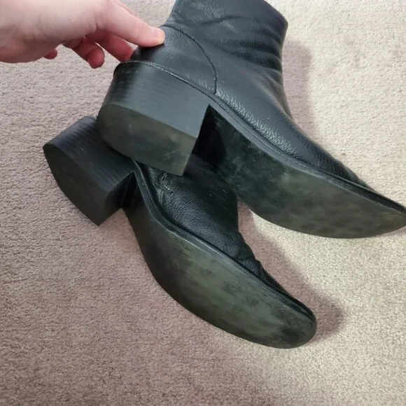 Mango 90s Style Genuine Leather Square Toe Moto Boots 7.5 - Picture 6 of 8